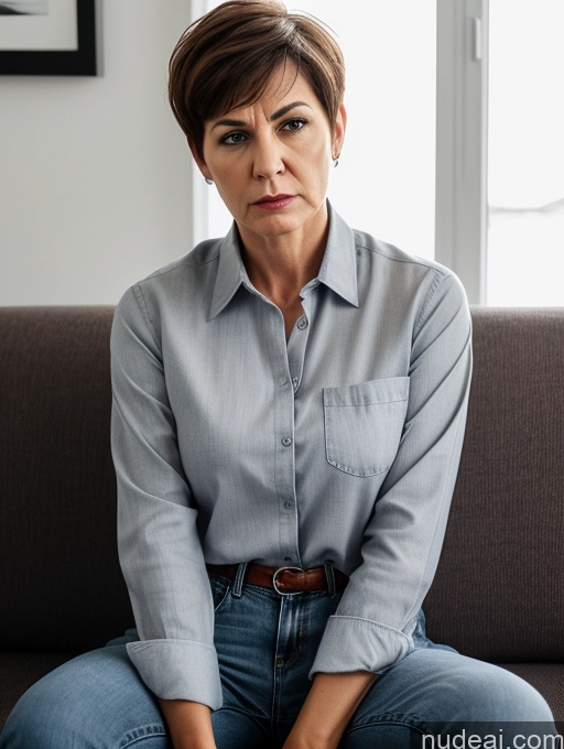 related ai porn images free for Czech Short Shirt Jeans Detailed Thick Couch 60s Angry Serious Short Hair