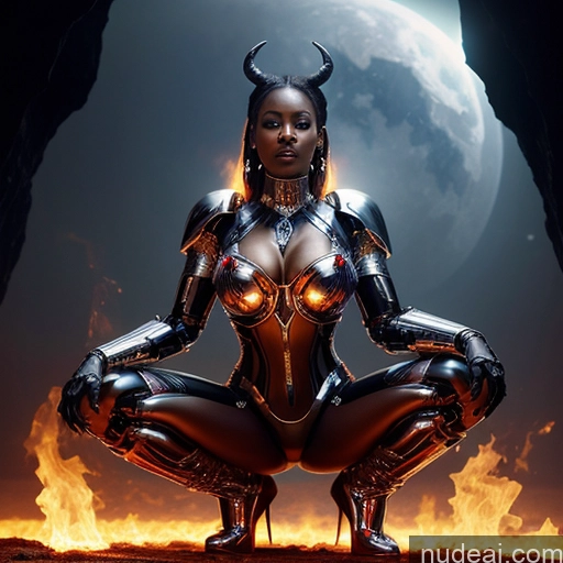 related ai porn images free for Hell Devil Diamond Jewelry Cyborg Perfect Boobs Perfect Body Happy Straight African Front View Squatting Sci-fi Armor Transparent