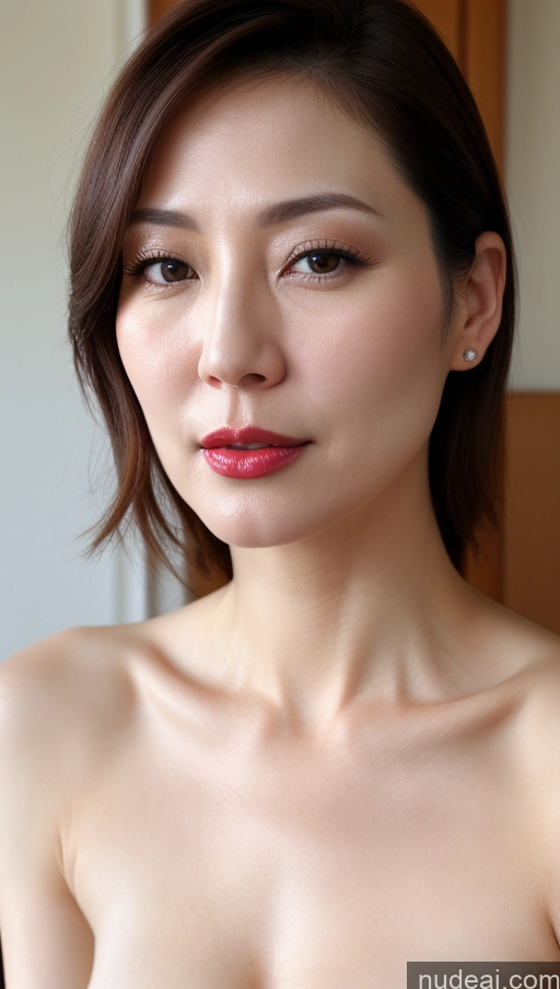 related ai porn images free for Woman One Beautiful Lipstick Fairer Skin Korean Close-up View Perfect Boobs Brunette 40s