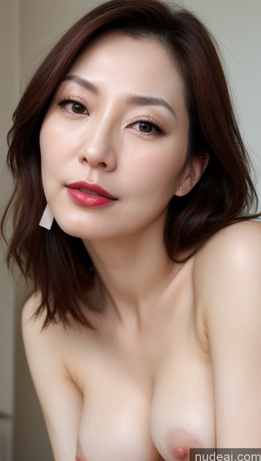 related ai porn images free for Woman One Beautiful Lipstick Fairer Skin Korean Close-up View Perfect Boobs Brunette 40s