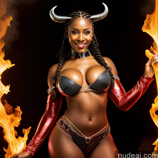 related ai porn images free for Hell Devil Diamond Jewelry Cyborg Perfect Boobs Perfect Body Happy African Front View Transparent Cleavage Braided White Hair