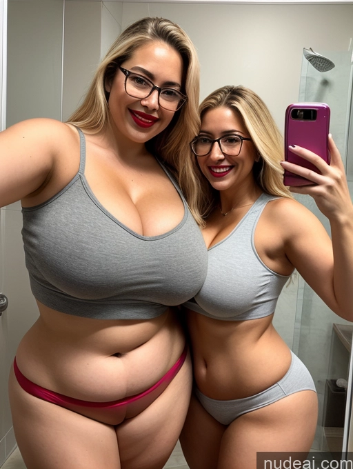 related ai porn images free for Busty Huge Boobs Glasses Beautiful Big Ass Thick Chubby Big Hips Short Happy Blonde Long Hair Latina Mirror Selfie Bathroom Crop Top Lipstick Detailed 40s Woman + Man