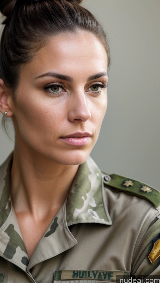 related ai porn images free for Woman One Pubic Hair 30s Serious Brunette Hair Bun White Skin Detail (beta) Detailed Military