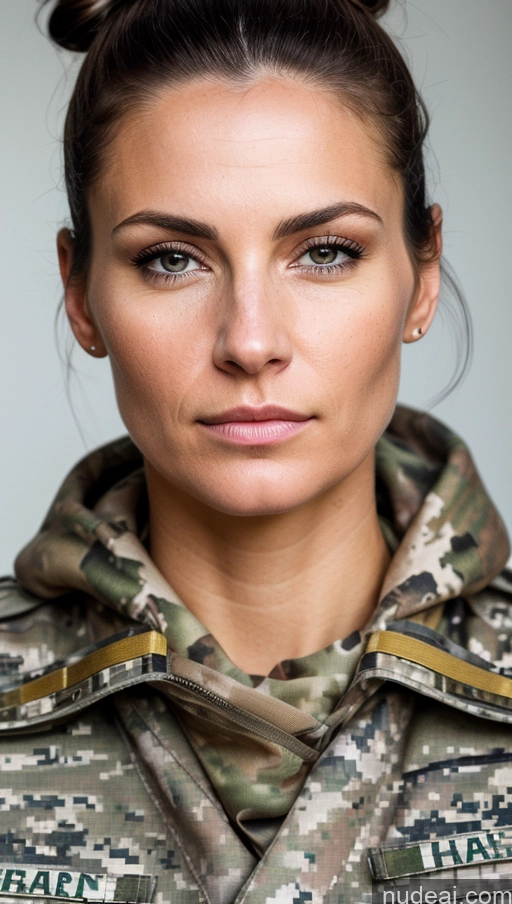 related ai porn images free for Woman One Pubic Hair 30s Serious Brunette Hair Bun White Skin Detail (beta) Detailed Military