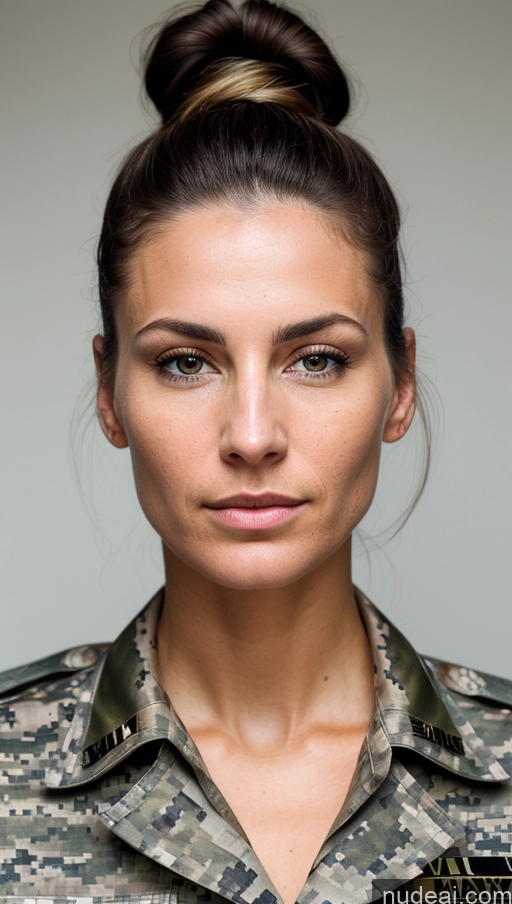 related ai porn images free for Woman One Pubic Hair 30s Serious Brunette Hair Bun White Skin Detail (beta) Detailed Military
