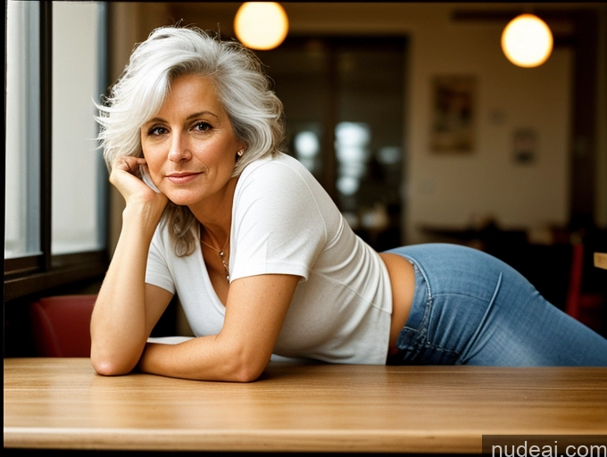 related ai porn images free for One Small Tits Small Ass Film Photo Front View Bright Lighting Messy Thick Woman Restaurant Casual 60s Sexy Face White Hair Hungarian