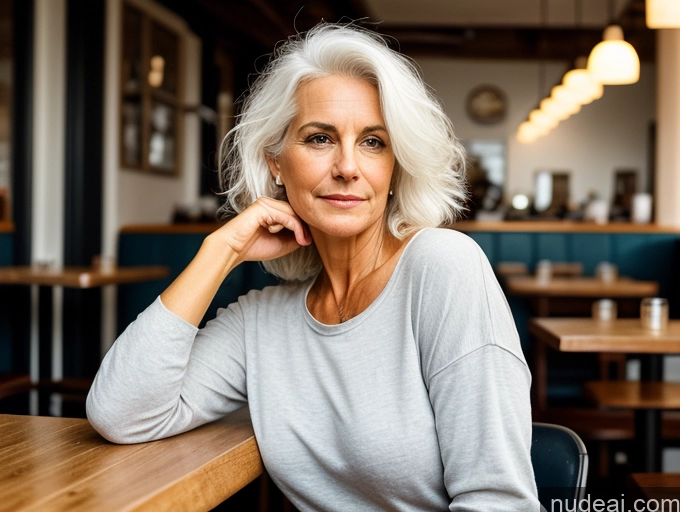 related ai porn images free for One Small Tits Small Ass Film Photo Front View Bright Lighting Messy Thick Woman Restaurant Casual 60s Sexy Face White Hair Hungarian