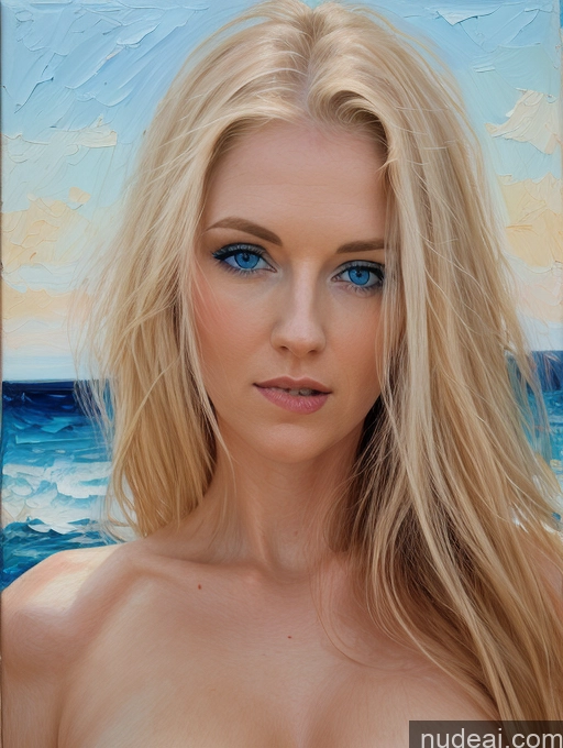 related ai porn images free for Woman 50s Blonde Long Hair Painting Fairer Skin Front Facing Full Body Deep Blue Eyes Biting Lip