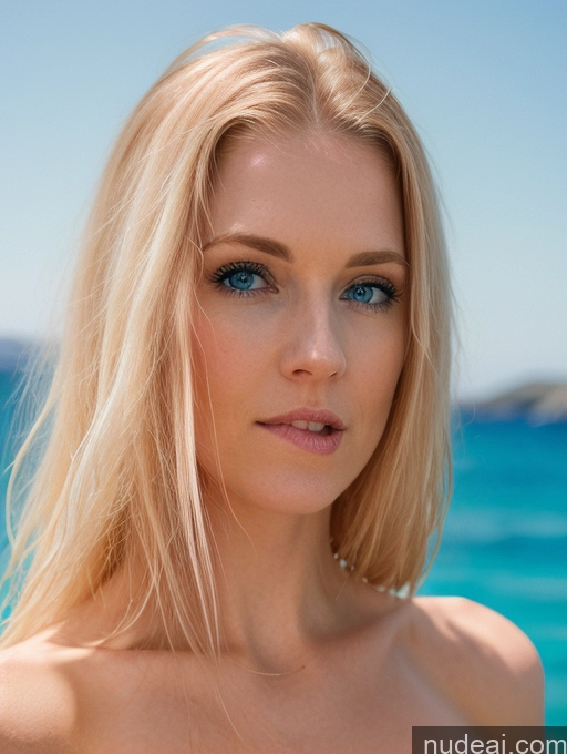 related ai porn images free for Woman 50s Blonde Long Hair Fairer Skin Front Facing Full Body Deep Blue Eyes Biting Lip Watercolor