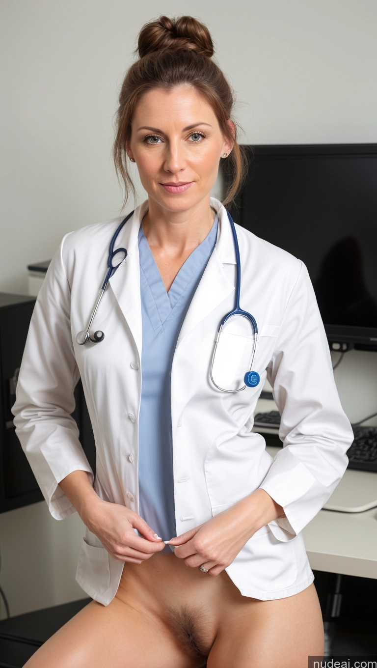 related ai porn images free for Woman One Pubic Hair Fairer Skin Brunette Hair Bun Russian Doctor Detailed 40s Spreading Legs