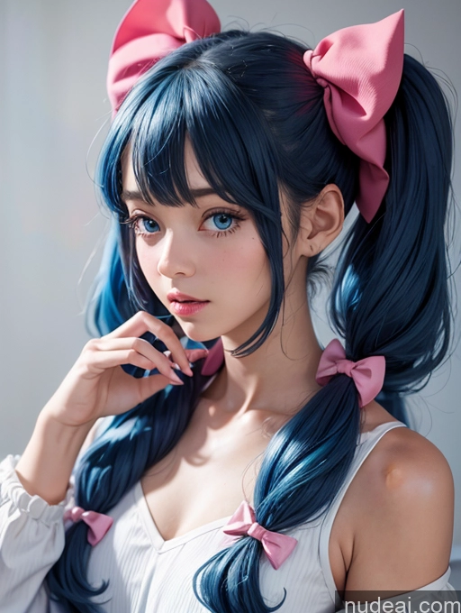 related ai porn images free for Blue Hair Pigtails Bows Cosplay