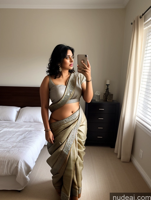 related ai porn images free for One Woman Chubby 30s Shocked Black Hair Messy Indian Mirror Selfie Bedroom Sari