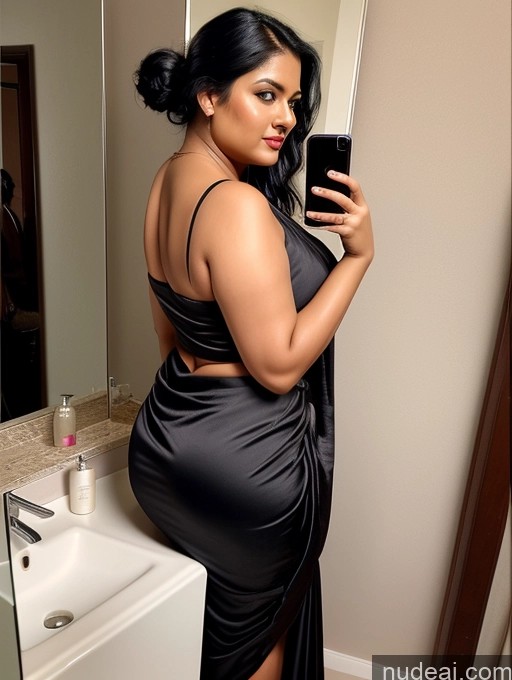 related ai porn images free for Woman One Chubby 30s Seductive Black Hair Hair Bun Indian Mirror Selfie Bathroom Sari