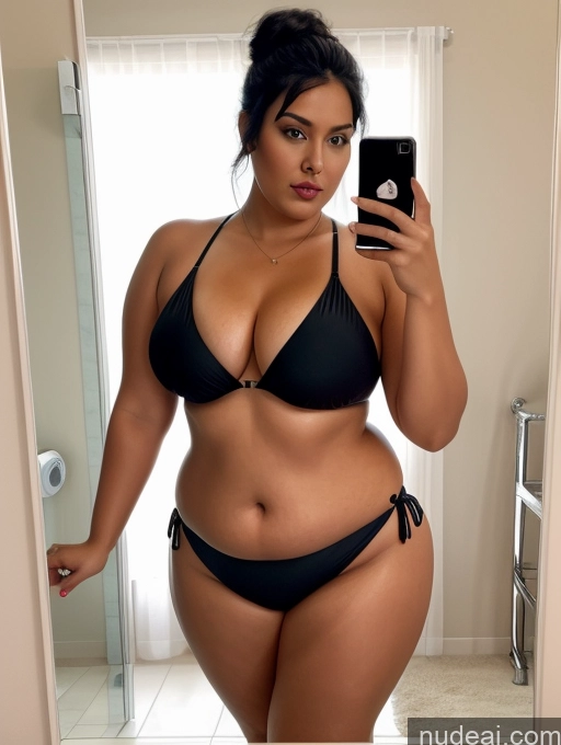 related ai porn images free for Woman One Chubby 30s Seductive Black Hair Hair Bun Indian Mirror Selfie Bathroom Bikini