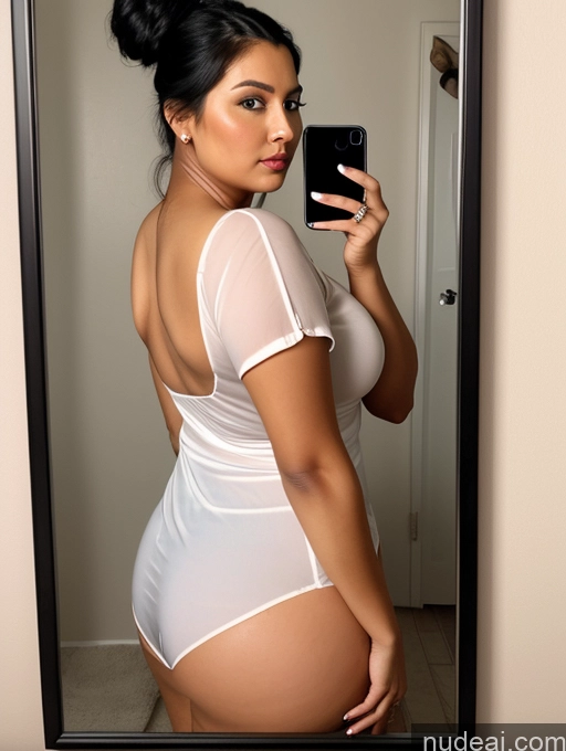 related ai porn images free for Woman One Chubby 30s Seductive Black Hair Hair Bun Indian Mirror Selfie Bathroom Blouse
