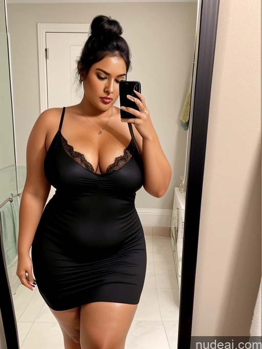 related ai porn images free for Woman One Chubby 30s Seductive Black Hair Hair Bun Indian Mirror Selfie Bathroom Dress