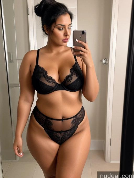 related ai porn images free for Woman One Chubby 30s Seductive Black Hair Hair Bun Indian Mirror Selfie Bathroom Panties
