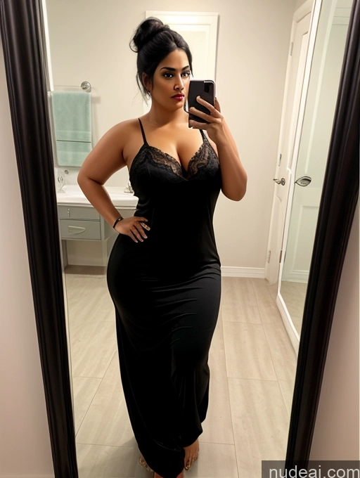 related ai porn images free for Woman One Chubby 30s Seductive Black Hair Hair Bun Indian Mirror Selfie Bathroom Salwar