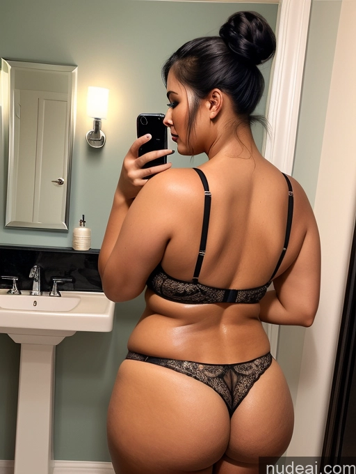 related ai porn images free for Woman One Chubby 30s Seductive Black Hair Hair Bun Indian Mirror Selfie Bathroom Thong
