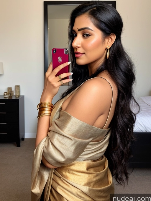 related ai porn images free for Woman One Chubby 30s Seductive Black Hair Hair Bun Indian Mirror Selfie Front View Sari Cleavage Bedroom Gold Jewelry