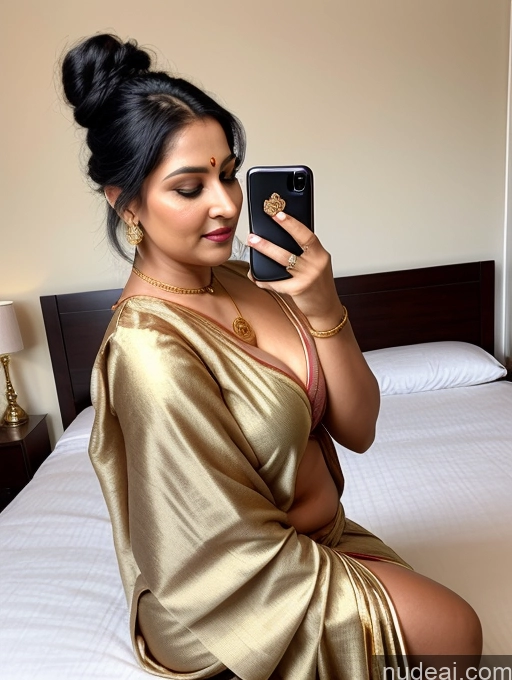 related ai porn images free for Woman One Chubby 30s Seductive Black Hair Hair Bun Indian Mirror Selfie Front View Sari Cleavage Bedroom Gold Jewelry