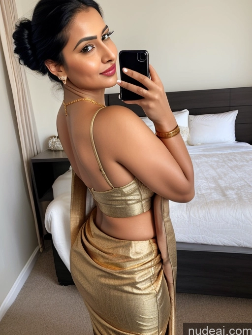 related ai porn images free for Woman One Chubby 30s Seductive Black Hair Hair Bun Indian Mirror Selfie Front View Sari Cleavage Bedroom Gold Jewelry Detailed