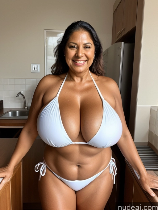 related ai porn images free for One Busty Huge Boobs Thick Tanned Skin Front View Microkini Thong Laughing Latina 70s Maid