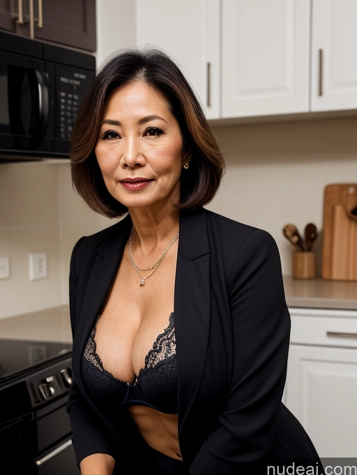 related ai porn images free for Milf Two Busty Perfect Boobs Beautiful Perfect Body 70s Bobcut Japanese Kitchen Bra Jacket Professor Stylish Suit Cleavage Detailed Sexy Face Dark Lighting