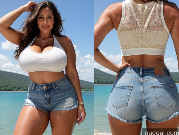related ai porn images free for One Busty Huge Boobs Big Hips Big Ass Thick 40s Brunette Long Hair White Bikini Lake Front View Blouse Daisy Dukes Short Shorts Tank Top Woman