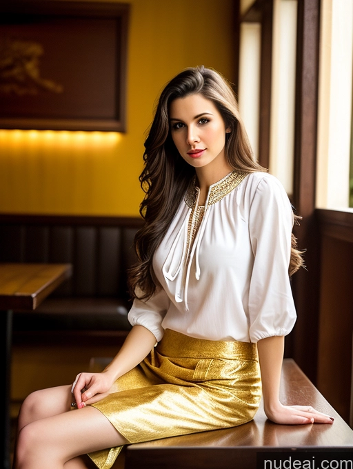 related ai porn images free for Woman One Fairer Skin Perfect Body Skinny Thick Beautiful 20s Seductive Brunette Long Hair Indian Restaurant Front View Casual Blouse Traditional Stylish Dark Lighting Bright Lighting Detailed