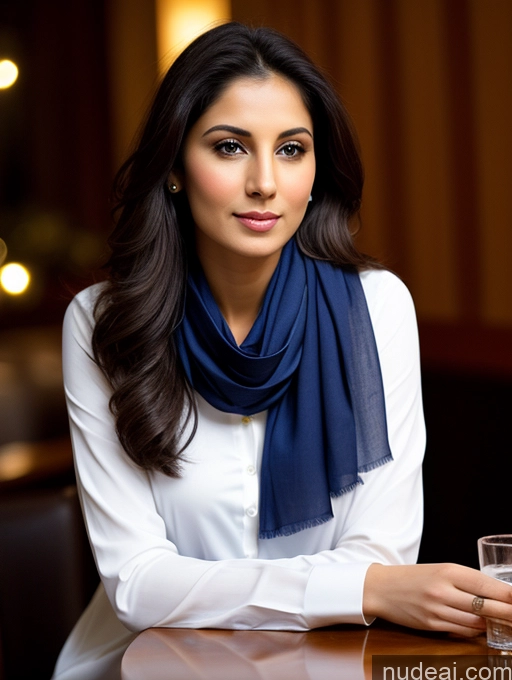 related ai porn images free for Woman One Fairer Skin Perfect Body Skinny Thick Beautiful 20s Seductive Brunette Long Hair Indian Restaurant Front View Casual Blouse Traditional Stylish Dark Lighting Bright Lighting Detailed Salwar Dress Scarf