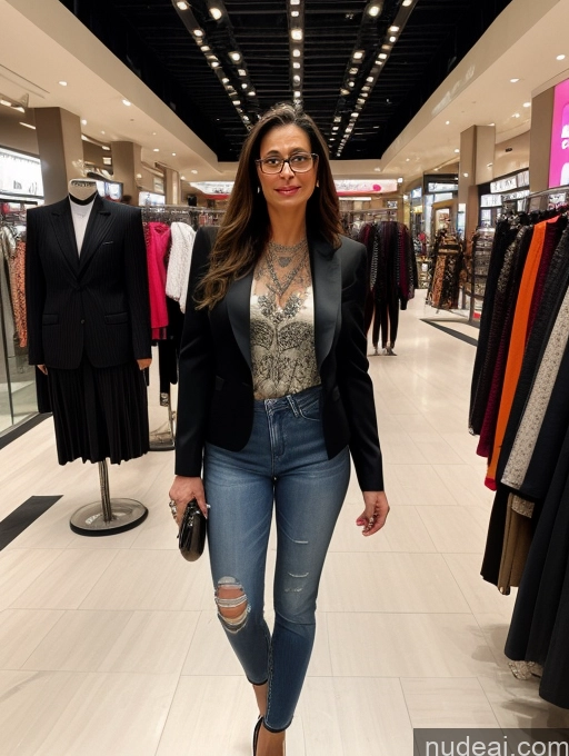 related ai porn images free for Woman Glasses Tattoos 50s Brunette Long Hair Italian Front View Mall Suit Sweater Jeans High Heels 90s