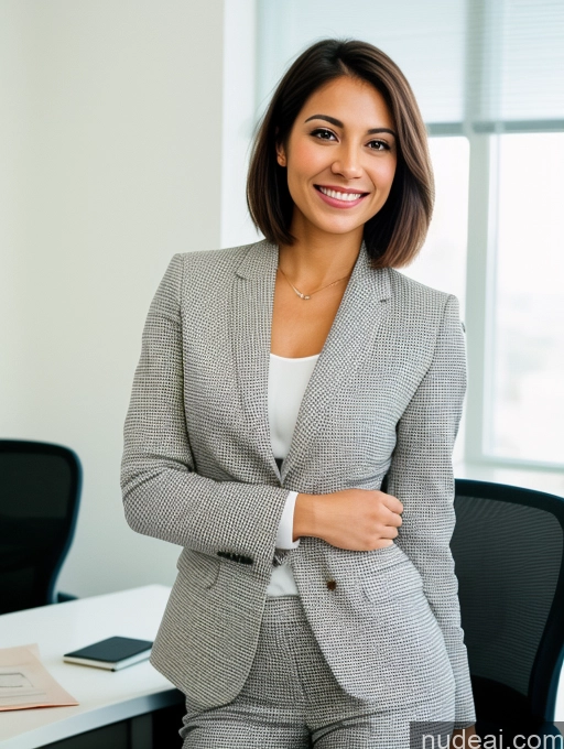 related ai porn images free for Woman One Skinny 20s Happy Brunette Bobcut Brazilian Film Photo Office Front View Bright Lighting Detailed Suit