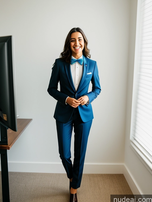 related ai porn images free for Woman One Skinny 20s Laughing Brunette Brazilian Office Front View Film Photo Bow Tie Suit Bright Lighting Detailed Straight Beautiful