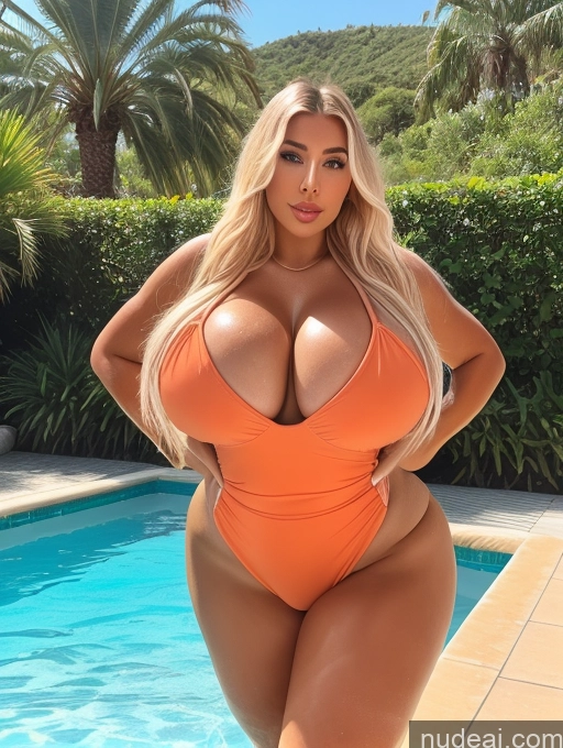 related ai porn images free for Two Busty Thick Chubby Big Hips Fat Short Huge Boobs 20s Blonde Latina Pool One Piece Swimsuit Lipstick Big Ass Oiled Body Bimbo
