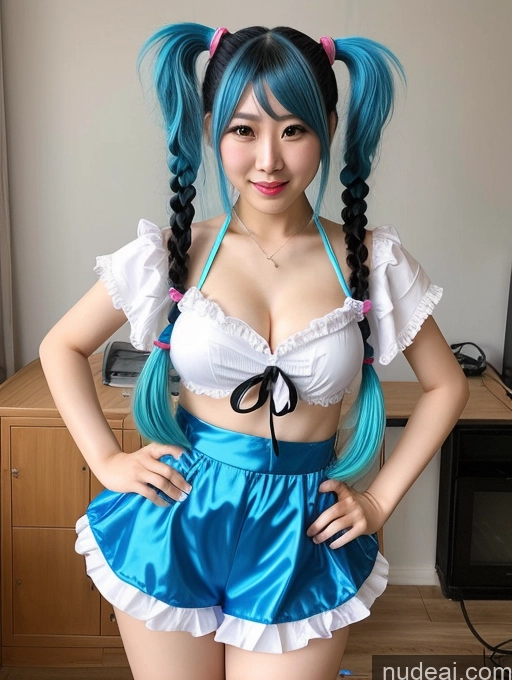 related ai porn images free for Chinese Cosplay Several Pubic Hair Blue Hair Pigtails Stage