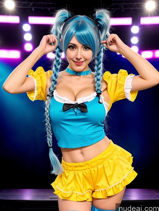 related ai porn images free for Cosplay Several Pubic Hair Blue Hair Pigtails Stage