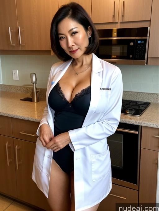 related ai porn images free for Milf Two Busty Perfect Boobs Beautiful Perfect Body 70s Bobcut Chinese Kitchen Bra Doctor Lab Coat Stylish Suit Cleavage Detailed Sexy Face Dark Lighting Partially Nude