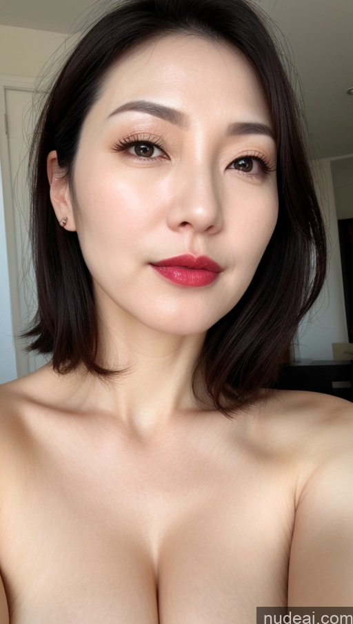 related ai porn images free for Woman One Lipstick Fairer Skin 40s Korean Beautiful Perfect Boobs Close-up View Black Hair