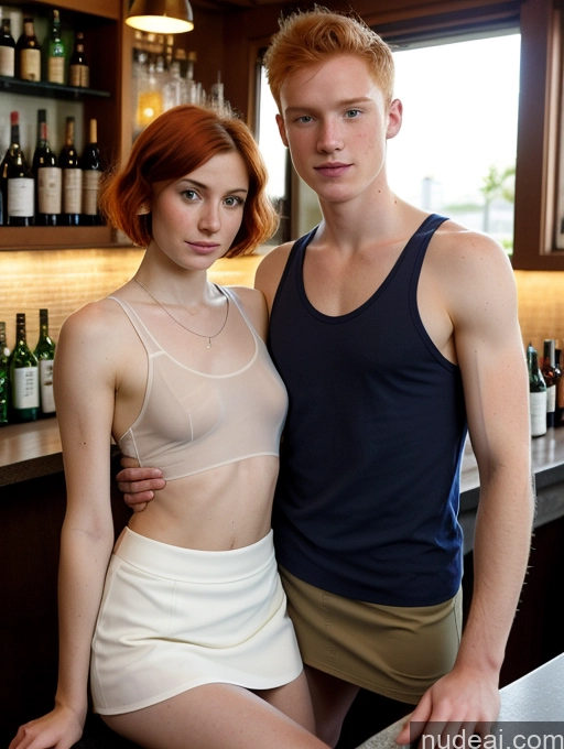 related ai porn images free for Woman + Man Small Tits Beautiful Perfect Boobs Skinny Abs Small Ass Fairer Skin 18 Seductive Ginger Short Hair Irish Bar Tank Top Mini Skirt Transparent Serious