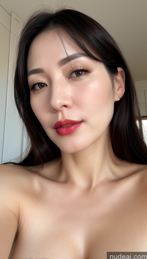 related ai porn images free for Woman One Lipstick Fairer Skin 40s Korean Beautiful Perfect Boobs Close-up View Black Hair