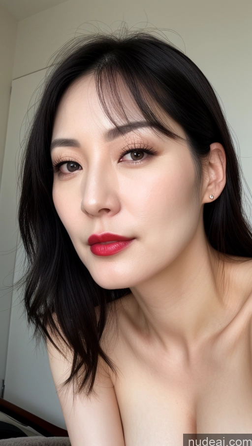 related ai porn images free for Woman One Lipstick Fairer Skin 40s Korean Beautiful Perfect Boobs Close-up View Black Hair