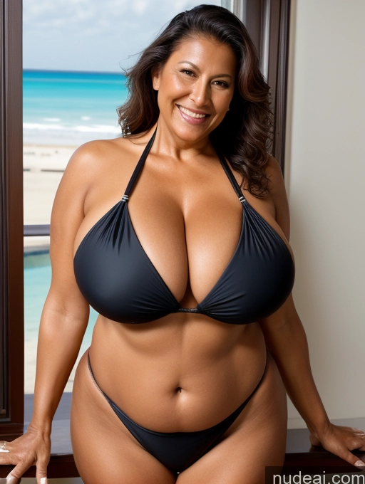 related ai porn images free for One Busty Huge Boobs Thick Tanned Skin 60s Laughing Native American Microkini Thong Front View Maid