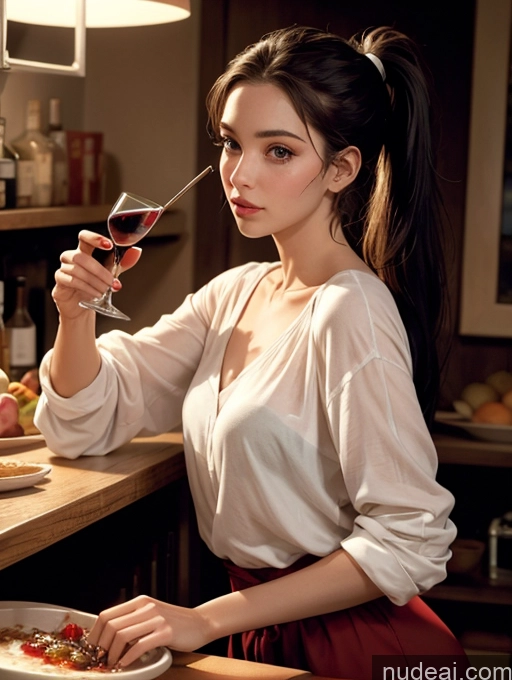 related ai porn images free for Sorority Thick Short 20s Painting Oasis Front View Cooking Wine Dark Lighting Seductive Brunette Ponytail Blouse French