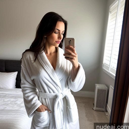 related ai porn images free for One Skinny Thick Beautiful Fairer Skin Seductive Brunette Long Hair Latina Bedroom Bathrobe Model Close-up View Mirror Selfie 30s