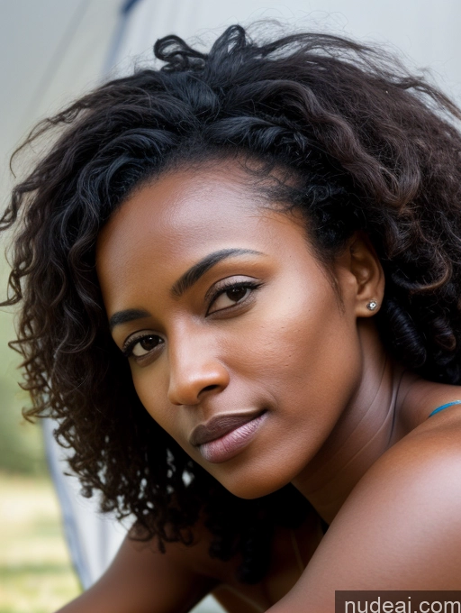 related ai porn images free for Black Hair Nude Bright Lighting Detailed Dark Skin Tent Ethiopian Curly Hair 30s Serious Close-up View Woman Plank