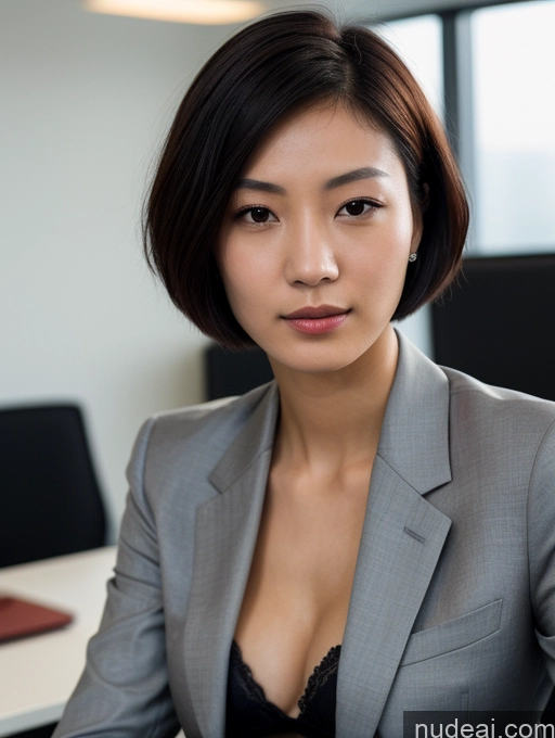 related ai porn images free for Woman Skinny Black Hair Short Hair Chinese Bright Lighting Detailed Partially Nude 18 Close-up View Serious Office Suit