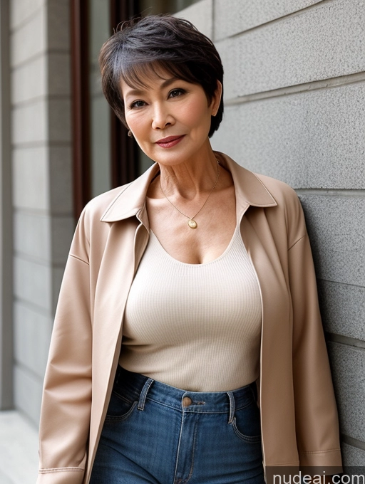 related ai porn images free for Milf Perfect Boobs Perfect Body Beautiful 70s Chinese Casual Blouse Sweater Secretary Professor Stylish Cleavage Detailed Short Hair Jacket Partially Nude