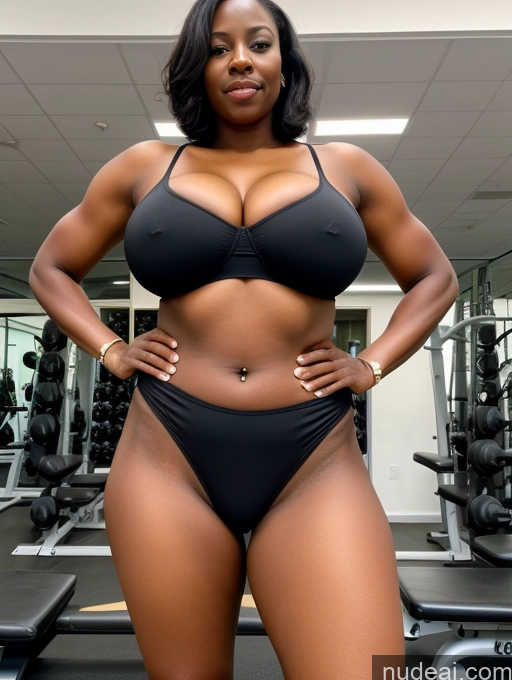related ai porn images free for Huge Boobs Dark Skin One Partially Nude Front View Panties Black Hair Gym Thong 30s Bobcut Black Spreading Legs High Heels Milf