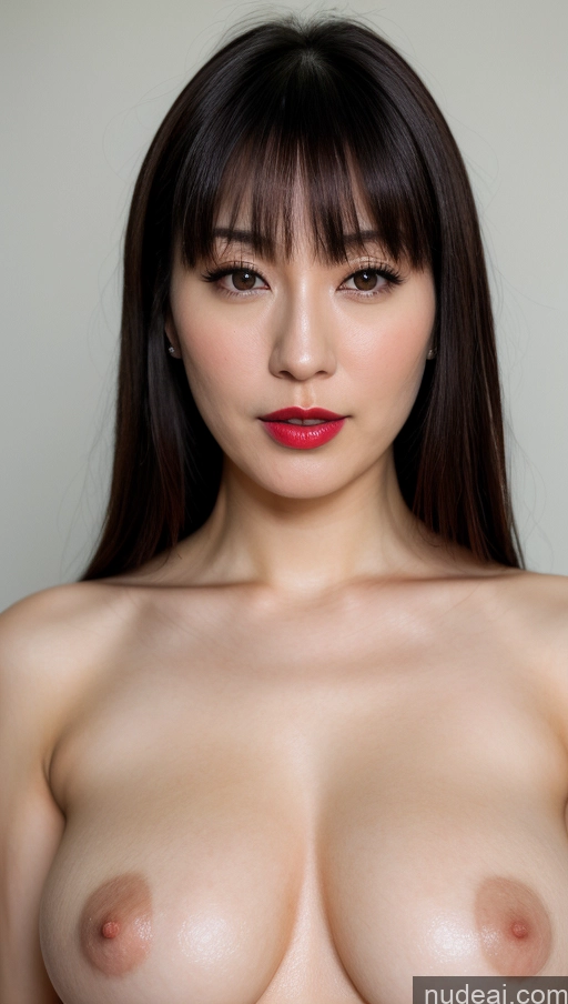 related ai porn images free for Woman One Beautiful Lipstick Fairer Skin Black Hair Bangs Japanese Close-up View 30s Busty Perfect Boobs Detailed